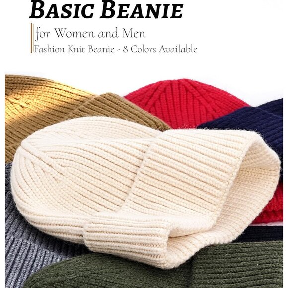 Women's Beanie Royal Blue Wool Unisex Cuffed Knit Winter Skull Ski Hats Caps - Picture 6 of 6